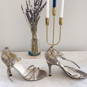 Stuart Weitzman | Snakeskin Ankle Strap Sandal